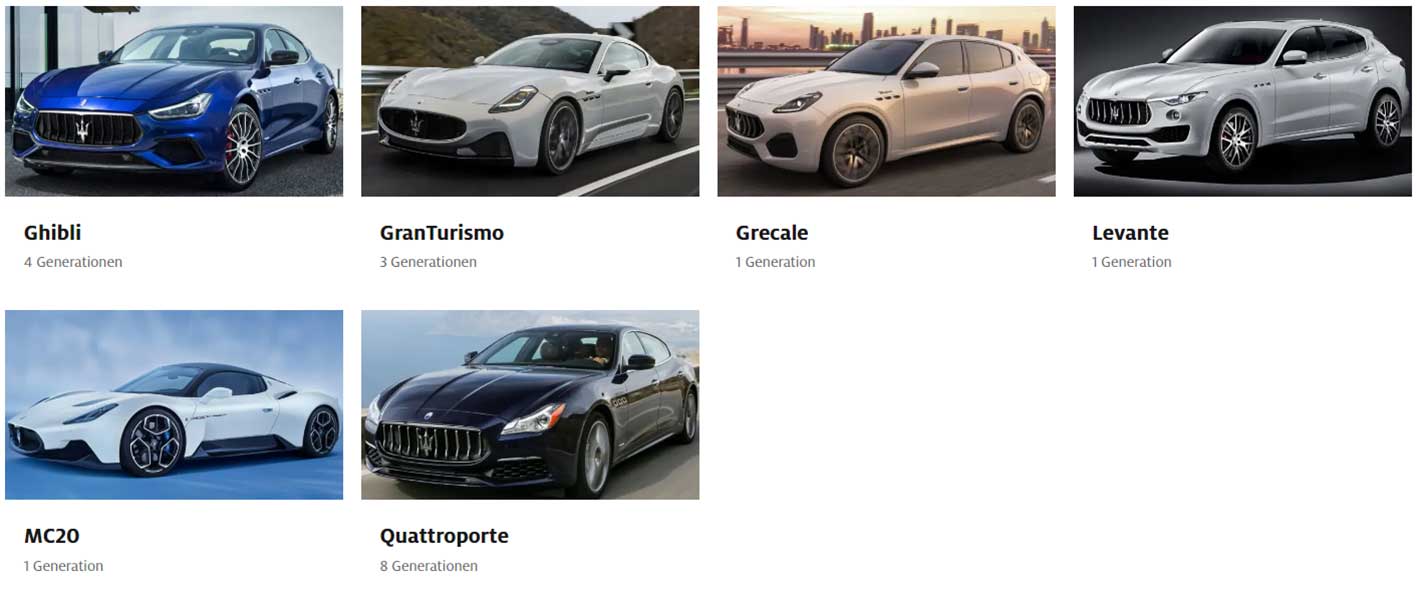 Автомобили Maserati выпускаемые в настоящее время