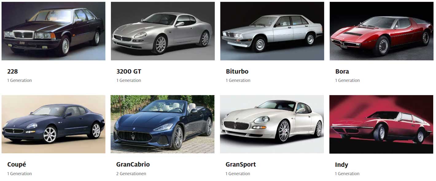Автомобили Maserati выпуск которых прекращен